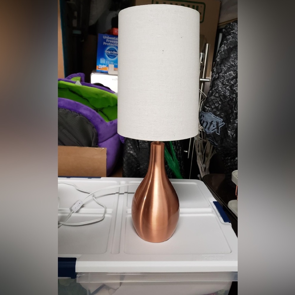 19.5 in. 1-Light Rose Gold Tear Drop Table Lamp